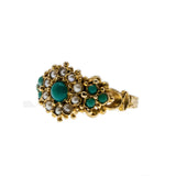 Sense & Sensibility - Georgian English 15K Gold Natural Persian Turquoise & Pearl Ring (GR029)