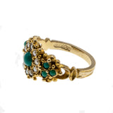 Sense & Sensibility - Georgian English 15K Gold Natural Persian Turquoise & Pearl Ring (GR029)