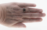 Vibrance & Lace  - Estate Sterling Silver Natural Emerald Cut Garnet Filigree Ring (ER446)