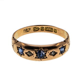 Starstruck - Victorian English Dated '1892' 9K Rose Gold Natural Sapphire & Diamond Gypsy Band Ring (VICR164)