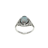 Dream In Colour - Estate Sterling Silver Opal Filigree Ring (ER448)