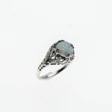 Dream In Colour - Estate Sterling Silver Opal Filigree Ring (ER448)