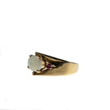 Vivacity - Vintage 10K Gold Natural Australian Opal & Ruby Ring (VR881)