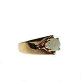 Vivacity - Vintage 10K Gold Natural Australian Opal & Ruby Ring (VR881)