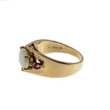 Vivacity - Vintage 10K Gold Natural Australian Opal & Ruby Ring (VR881)