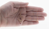 Pink Promenade - Edwardian Art Nouveau English 9K Rose Gold Pink Sapphire Paste Flower & Foliage Lavalier Pendant & 14K Rose Gold Fill Chain (EDP036)