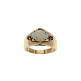 Vivacity - Vintage 10K Gold Natural Australian Opal & Ruby Ring (VR881)