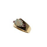 Vivacity - Vintage 10K Gold Natural Australian Opal & Ruby Ring (VR881)