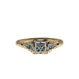 Diamond Delight - Vintage Signed 'Bridal Wreath' 18k Yellow & 14K White Gold Diamond 'Forget Me Knot' Milgrain Engagement Ring (VR1119)