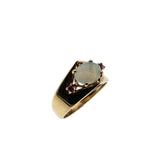 Vivacity - Vintage 10K Gold Natural Australian Opal & Ruby Ring (VR881)