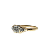 Diamond Delight - Vintage Signed 'Bridal Wreath' 18k Yellow & 14K White Gold Diamond 'Forget Me Knot' Milgrain Engagement Ring (VR1119)