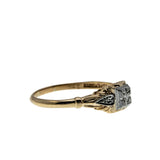 Diamond Delight - Vintage Signed 'Bridal Wreath' 18k Yellow & 14K White Gold Diamond 'Forget Me Knot' Milgrain Engagement Ring (VR1119)
