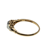 Diamond Delight - Vintage Signed 'Bridal Wreath' 18k Yellow & 14K White Gold Diamond 'Forget Me Knot' Milgrain Engagement Ring (VR1119)