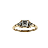 Diamond Delight - Vintage Signed 'Bridal Wreath' 18k Yellow & 14K White Gold Diamond 'Forget Me Knot' Milgrain Engagement Ring (VR1119)