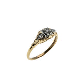 Diamond Delight - Vintage Signed 'Bridal Wreath' 18k Yellow & 14K White Gold Diamond 'Forget Me Knot' Milgrain Engagement Ring (VR1119)