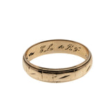 On This Day In 1947 - Vintage 10K Gold Engraved Milgrain Wedding Band Ring (VR1120)