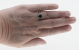Edwardian Revival - Estate Sterling Silver Natural Black Agate Filigree Ring (ER451)