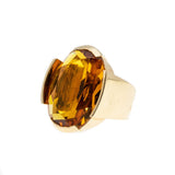 Santorini Sunset - Vintage Retro 14K Gold Citrine Modernistic Ring (VR886)