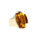 Santorini Sunset - Vintage Retro 14K Gold Citrine Modernistic Ring (VR886)