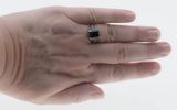 Black Beauty - Estate Sterling Silver Natural Emerald Cut Black Agate Filigree Ring (ER452)