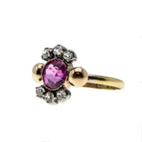 Pink Serenade - Victorian 18K Palladium Pink Sapphire & Old Cut Mine Diamond Ring (VICR165)