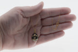 Victorian Revival - Vintage Gold plated Crystal Rhinestone Black Enamel  'Fleur De Lis' Faberge Style Egg Pendant & 14K Gold Fill chain (VP304)