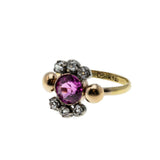 Pink Serenade - Victorian 18K Palladium Pink Sapphire & Old Cut Mine Diamond Ring (VICR165)