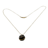 Victorian Revival - Vintage Gold plated Crystal Rhinestone Black Enamel  'Fleur De Lis' Faberge Style Egg Pendant & 14K Gold Fill chain (VP304)