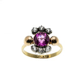 Pink Serenade - Victorian 18K Palladium Pink Sapphire & Old Cut Mine Diamond Ring (VICR165)