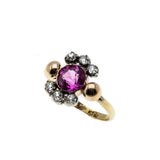 Pink Serenade - Victorian 18K Palladium Pink Sapphire & Old Cut Mine Diamond Ring (VICR165)