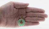 Jewel Of The Orient - Vintage 14K Gold Jadeite Disc Pendant & 10K Chain (VP203)