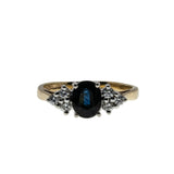 Indigo Sky - Vintage English 9K Gold Natural Sapphire & Diamond Ring (VR1123)
