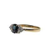 Indigo Sky - Vintage English 9K Gold Natural Sapphire & Diamond Ring (VR1123)