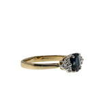 Indigo Sky - Vintage English 9K Gold Natural Sapphire & Diamond Ring (VR1123)