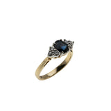 Indigo Sky - Vintage English 9K Gold Natural Sapphire & Diamond Ring (VR1123)
