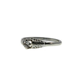 Thoroughly Engaging - Art Deco 18K White Gold Natural 'Old European Cut' Diamond Engraved Filigree Ring (ADR296)
