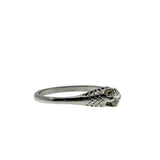 Thoroughly Engaging - Art Deco 18K White Gold Natural 'Old European Cut' Diamond Engraved Filigree Ring (ADR296)