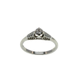 Thoroughly Engaging - Art Deco 18K White Gold Natural 'Old European Cut' Diamond Engraved Filigree Ring (ADR296)