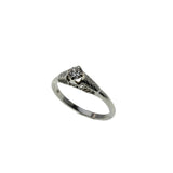 Thoroughly Engaging - Art Deco 18K White Gold Natural 'Old European Cut' Diamond Engraved Filigree Ring (ADR296)