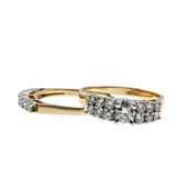 Stairway To Heaven - Vintage Retro 14K Gold Natural Diamond Engagement & Wedding Ring Set (VR1125)