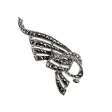 Sparkling Ribbons - Vintage Signed 'Birks' Sterling Silver Marcasite Brooch (VBR239)