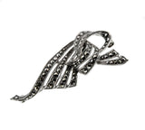 Sparkling Ribbons - Vintage Signed 'Birks' Sterling Silver Marcasite Brooch (VBR239)