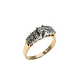 Stairway To Heaven - Vintage Retro 14K Gold Natural Diamond Engagement & Wedding Ring Set (VR1125)