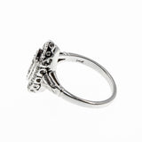 Marquise Radiance - Art Deco 14K White Gold Natural Diamond Engraved Cluster Ring (ADR297)