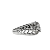 Shimmering Sea - Vintage 18K White Gold Natural Traditional Cut Diamond Bespoke Ring (VR1126)