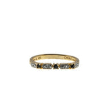 Indigo & A Touch Of Sparkle - Vintage Gold Plate Over Sterling Silver Natural Sapphire & Diamond Band Ring (VR1127)