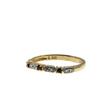 Indigo & A Touch Of Sparkle - Vintage Gold Plate Over Sterling Silver Natural Sapphire & Diamond Band Ring (VR1127)