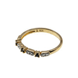 Indigo & A Touch Of Sparkle - Vintage Gold Plate Over Sterling Silver Natural Sapphire & Diamond Band Ring (VR1127)