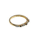 Indigo & A Touch Of Sparkle - Vintage Gold Plate Over Sterling Silver Natural Sapphire & Diamond Band Ring (VR1127)