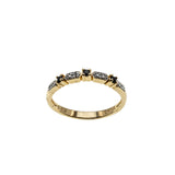 Indigo & A Touch Of Sparkle - Vintage Gold Plate Over Sterling Silver Natural Sapphire & Diamond Band Ring (VR1127)
